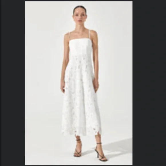 Astr | Dresses | White Eyelet Midi Tank Top Dress | Poshmark